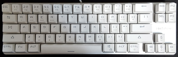 Compact 65% layout, 68 keys.