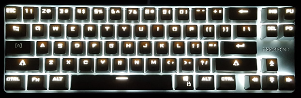 LED illumination in a dark room.
