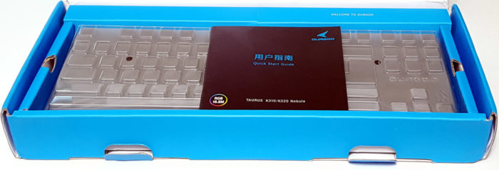 Opening box to reveal keyboard