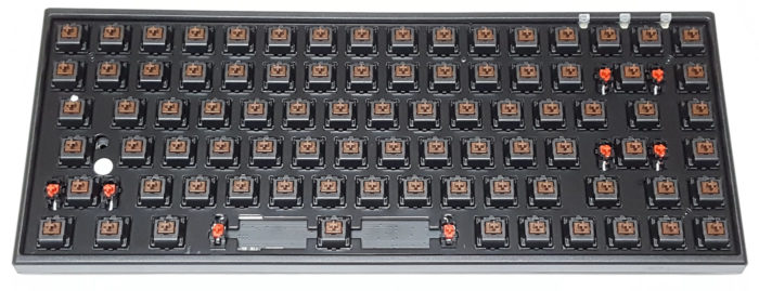 Plate mounted Cherry MX Brown switches