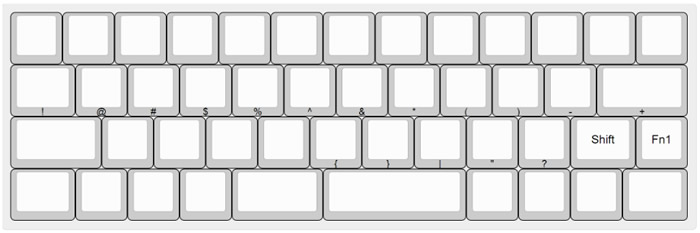 Operations of the Shift + Fn1 layer, not labeled on keycaps.