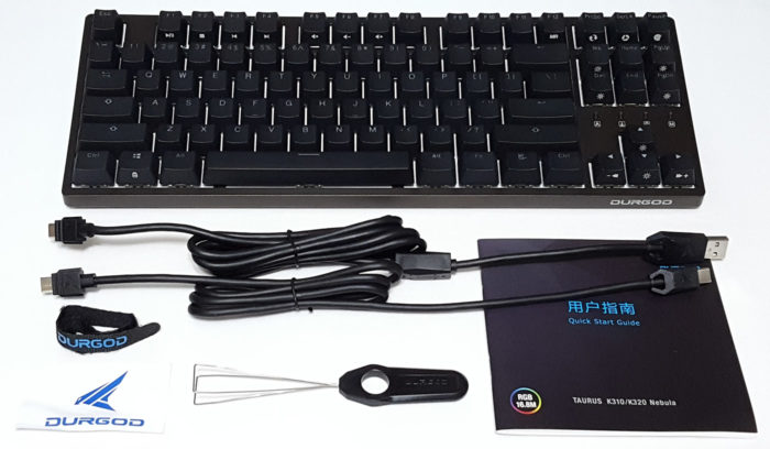 Contents of the package unboxed for the Durgod K320 Nebula review